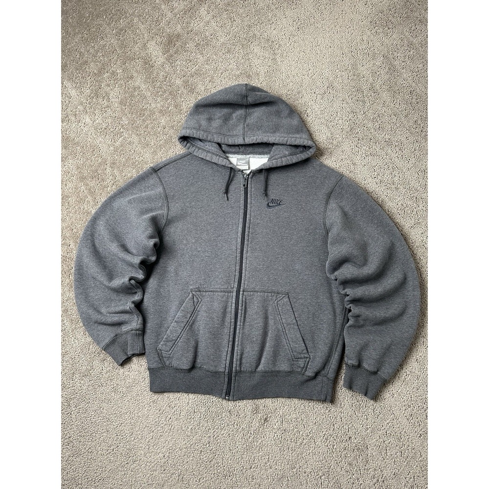 Mens Hoodie 2008 Nike Sportswear Full Zip Charcoal Gray Fleece, Size S